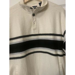 Chaps‎ Men’s Sz L White 1/4 Button Golf Pullover Shirt Long Sleeve Pockets